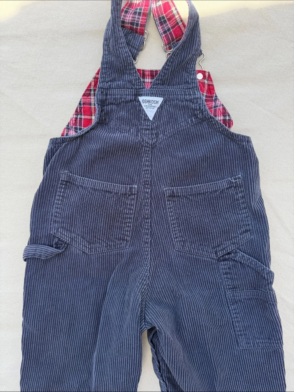OshKosh B'gosh Dark Navy Corduroy Kids Overalls flannel lining